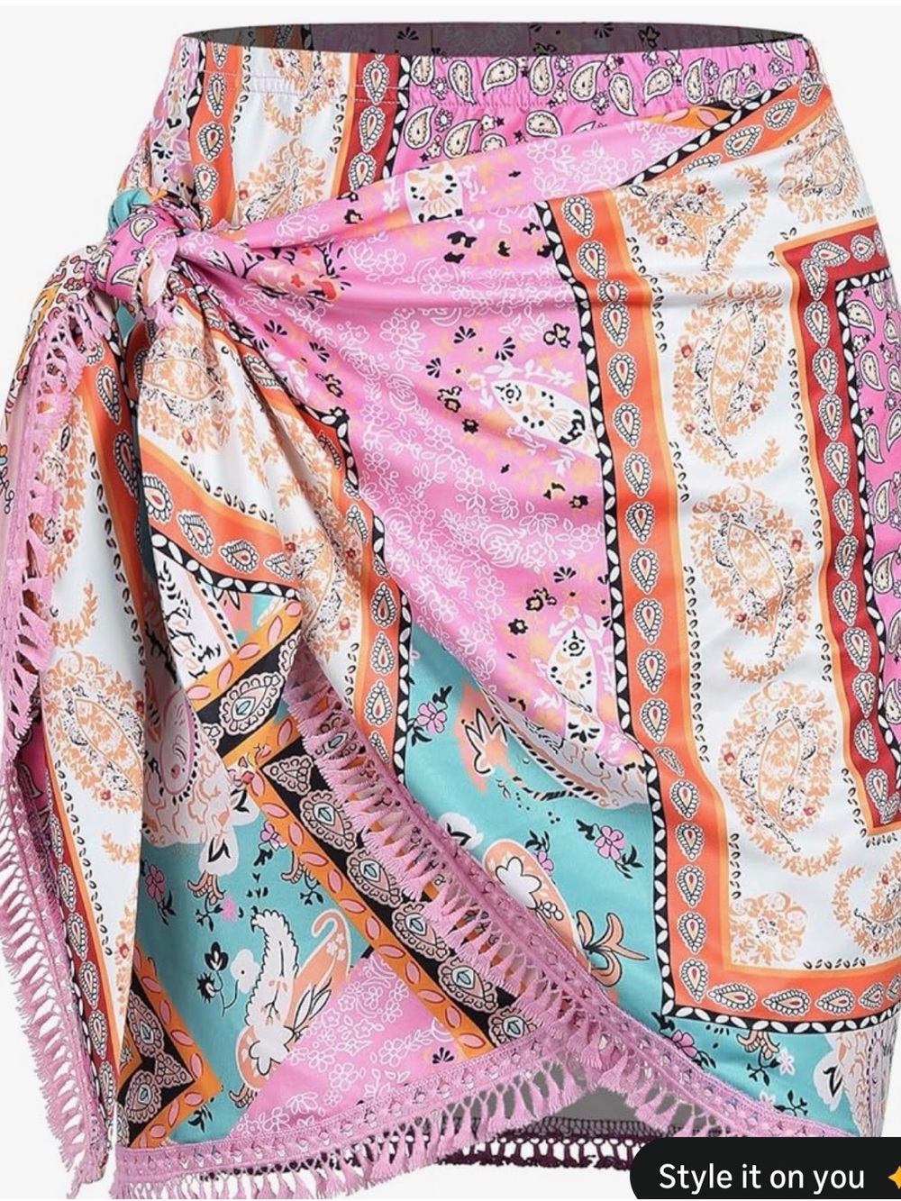 Women’s Pink Paisley Wrap Sarong Swim Cover-Up